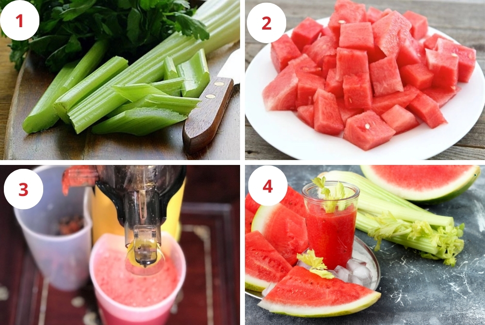 cách làm nước ép cần tây dưa hấu
