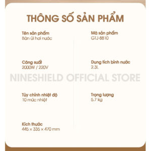 Bàn Ủi Hơi Nước Nineshield GTJ-8810 Dung Tích 4L - 2000W - Ảnh 5